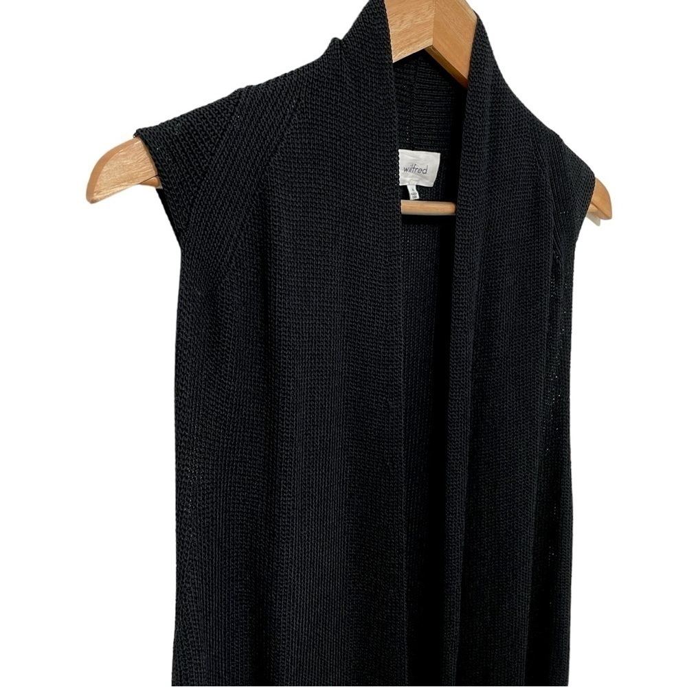 Aritzia Long-line Woven Black Open Front Sweater, M - Picture 12 of 16